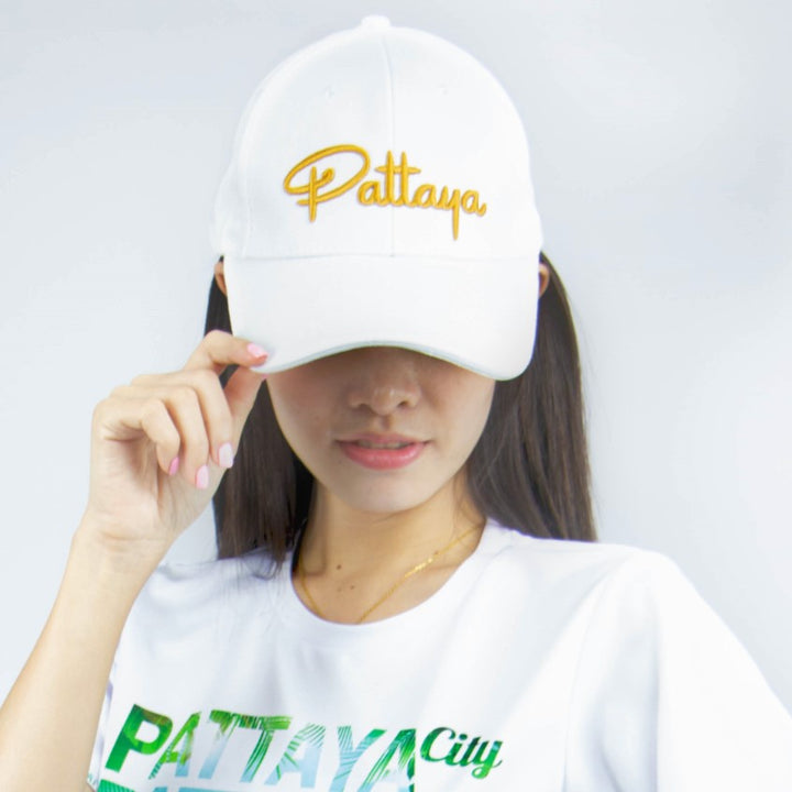 หมวกลาย Pattaya cap สีขาว