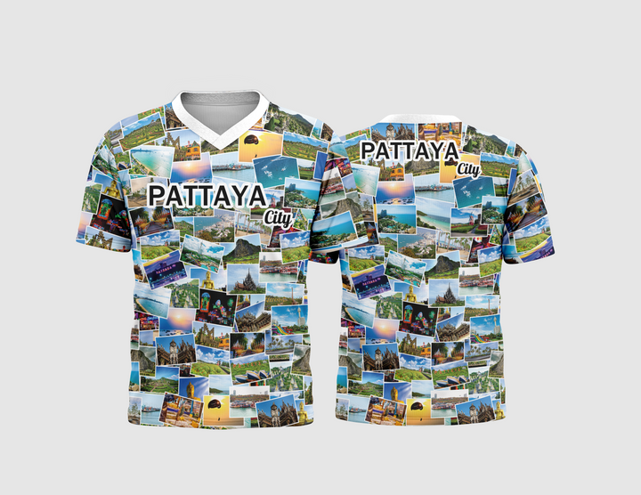 เสื้อลาย Pattaya Photos (V neck)