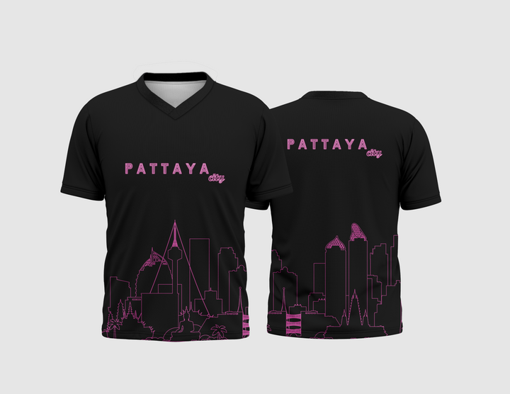 เสื้อลาย Pattaya Skyline (V neck)